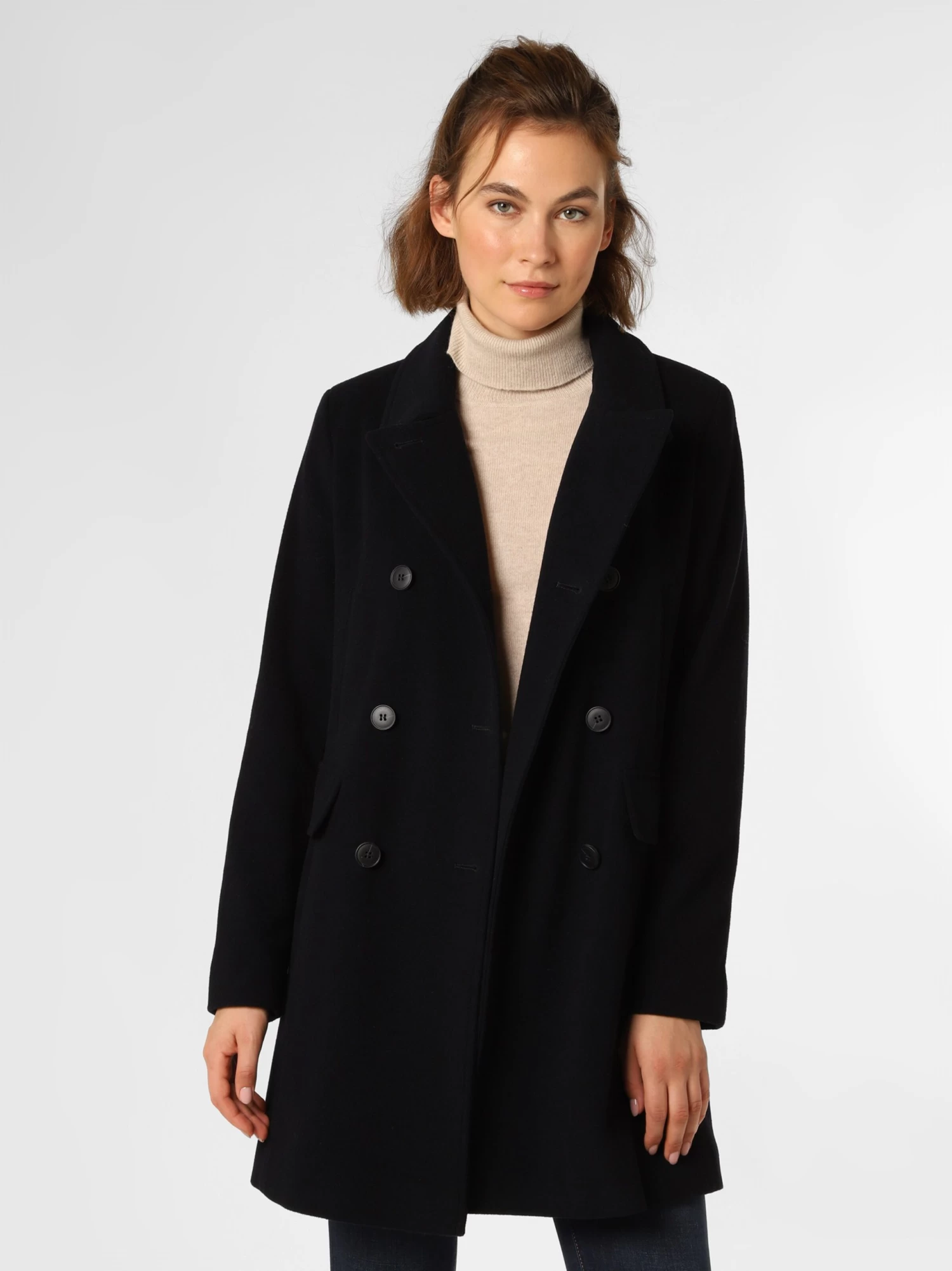 Marie Lund Wollen Mantels Tussenmantel Dames Marine - Afbeelding 2