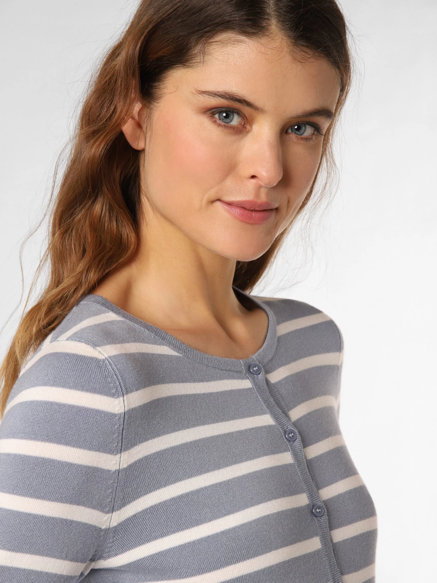 Marie Lund Vesten Gebreid Vest Dames Lichtblauw / Wit - Afbeelding 4