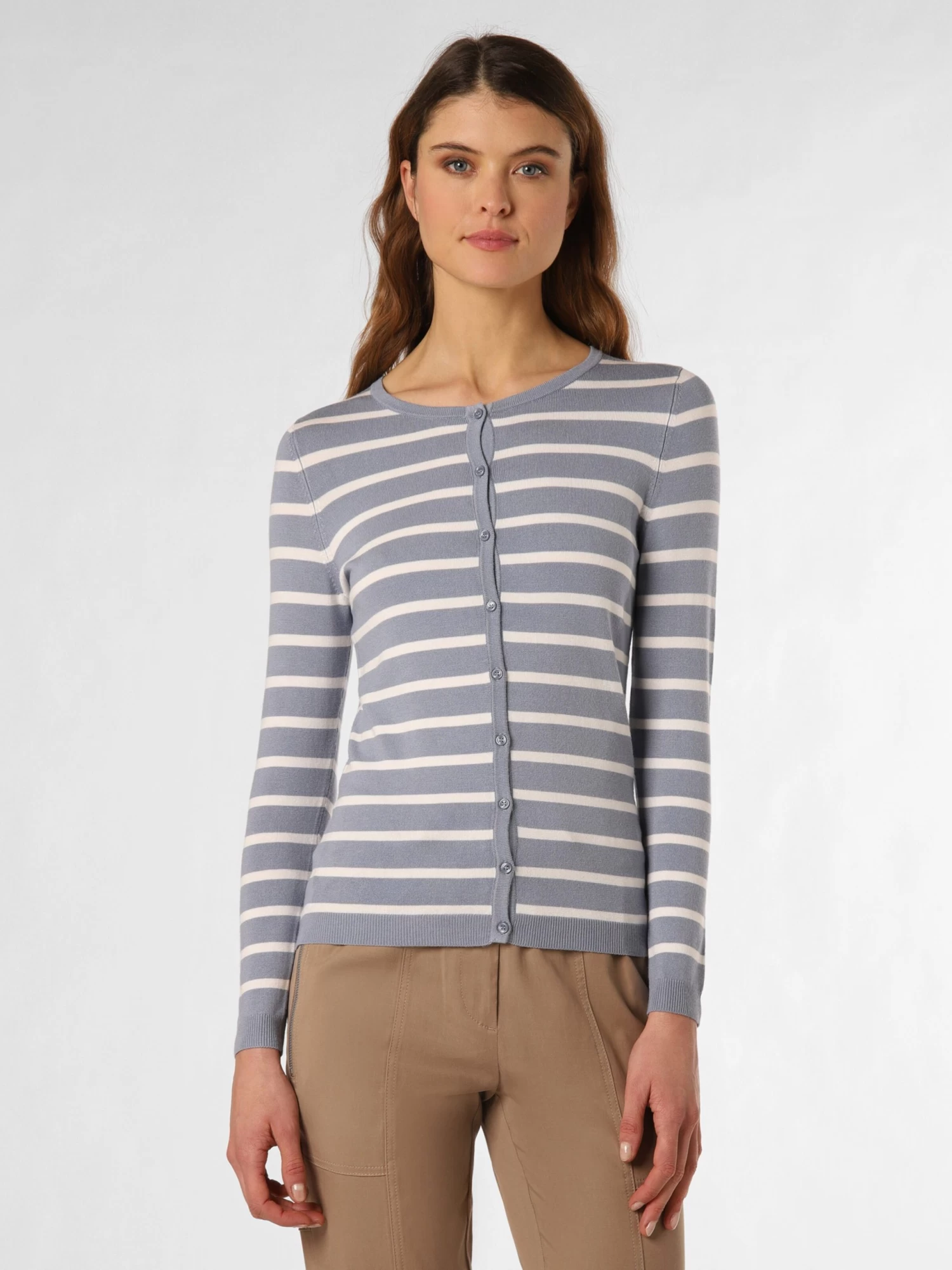 Marie Lund Vesten Gebreid Vest Dames Lichtblauw / Wit - Afbeelding 2